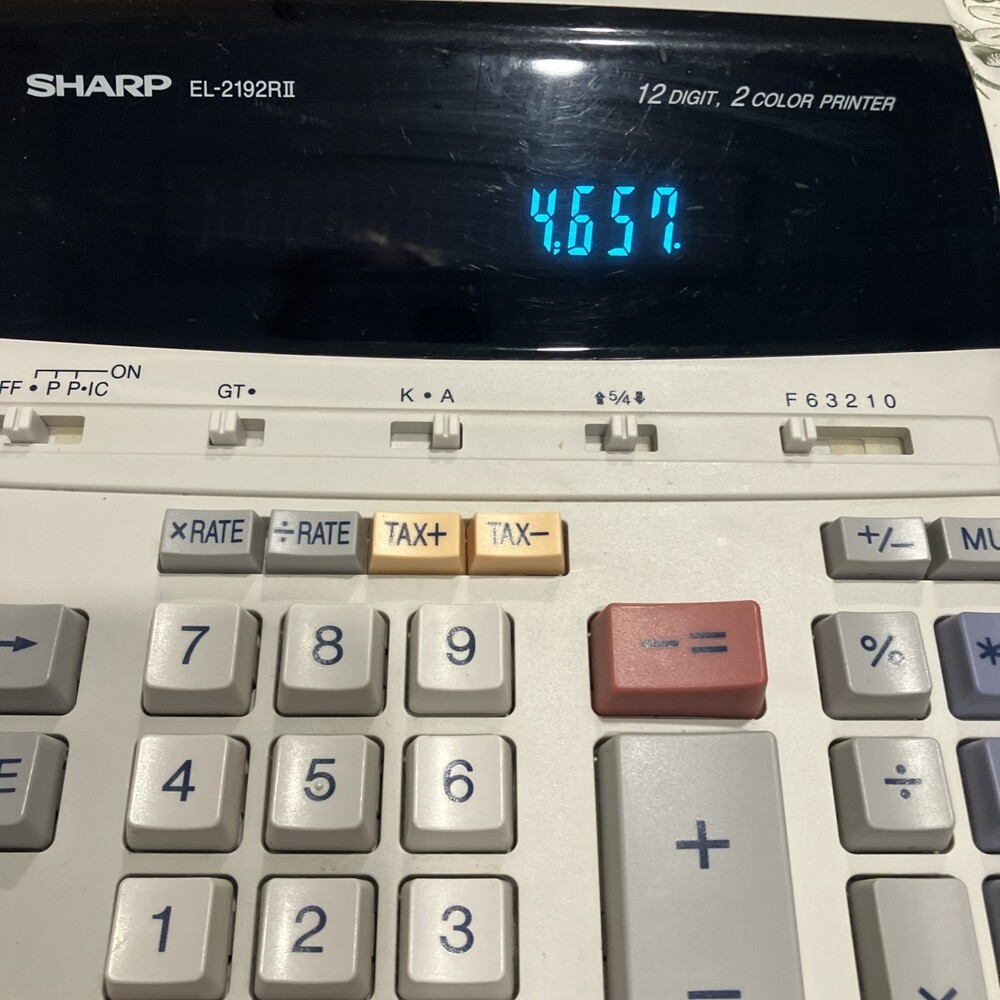 Sharp Adding Machine - EL2192RII - 12 Digit - 2 Color Printer - Works